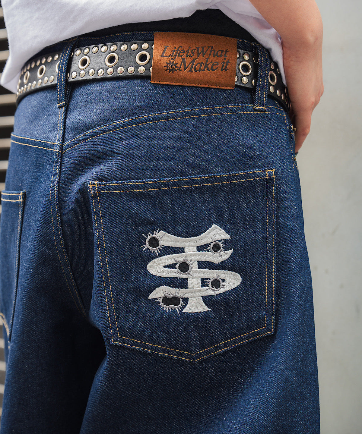 TS logo Rigid Baggy Denim pants