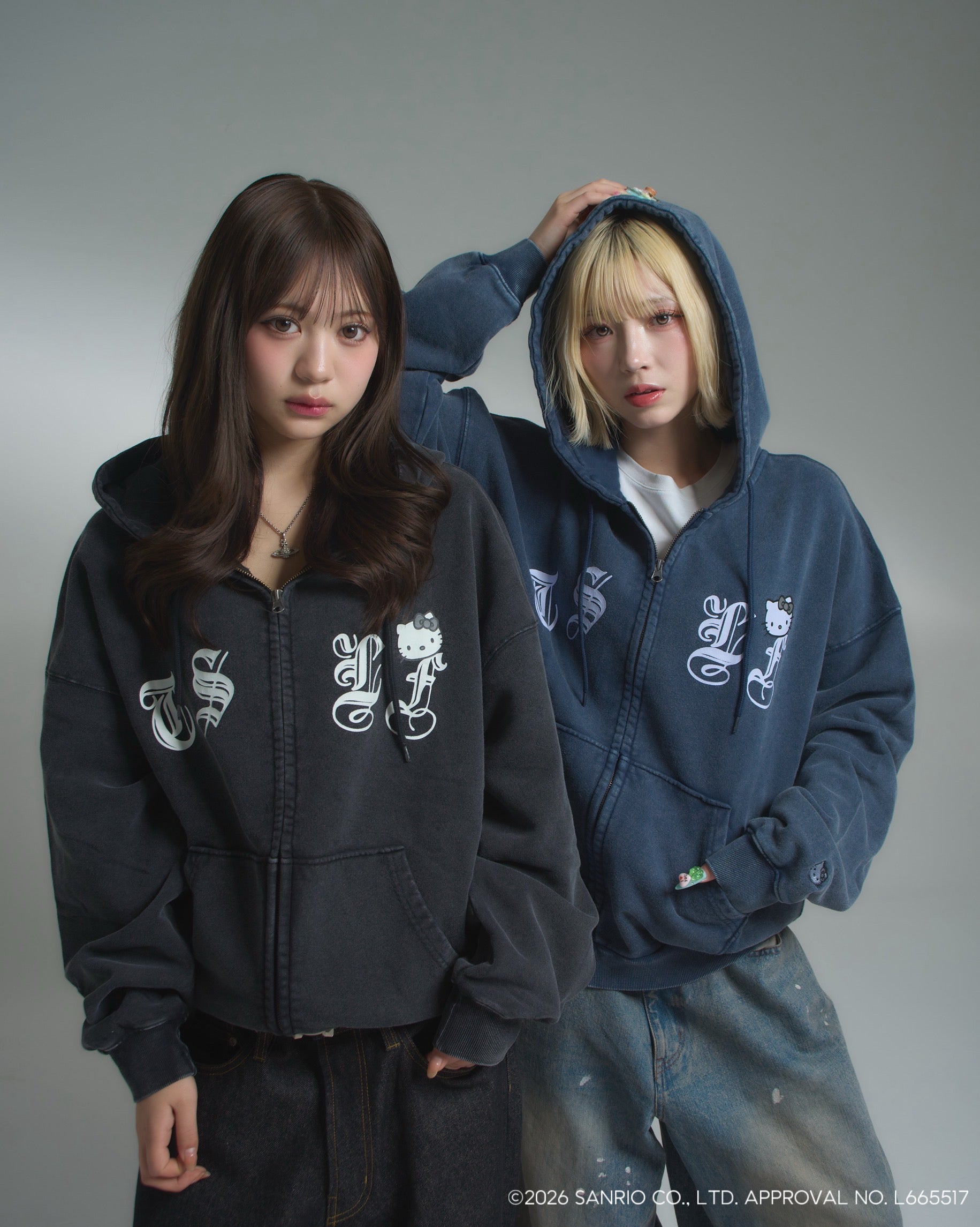 HELLO KITTY × Vintage styles TSLF logo zip hoodie – That's life