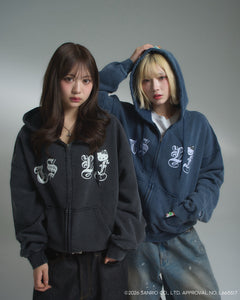 HELLO KITTY × Vintage styles TSLF フーディー HELLO KITTY × Vintage styles TSLF logo zip hoodie – That's life