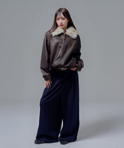 Leather fur Heart logo jacket – That's life online store