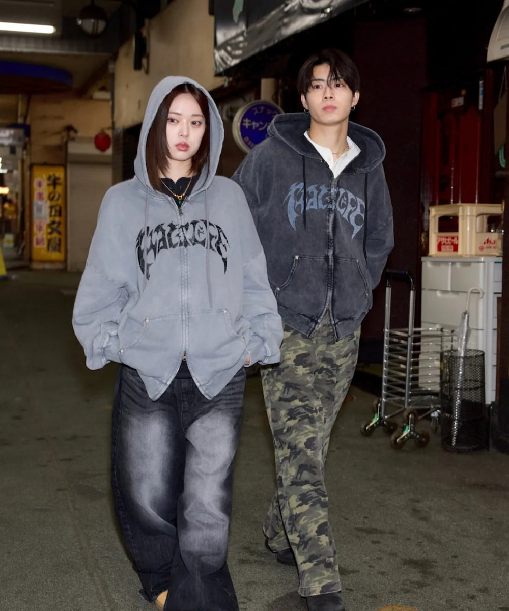 Vintage styles Front logo zip hoodie