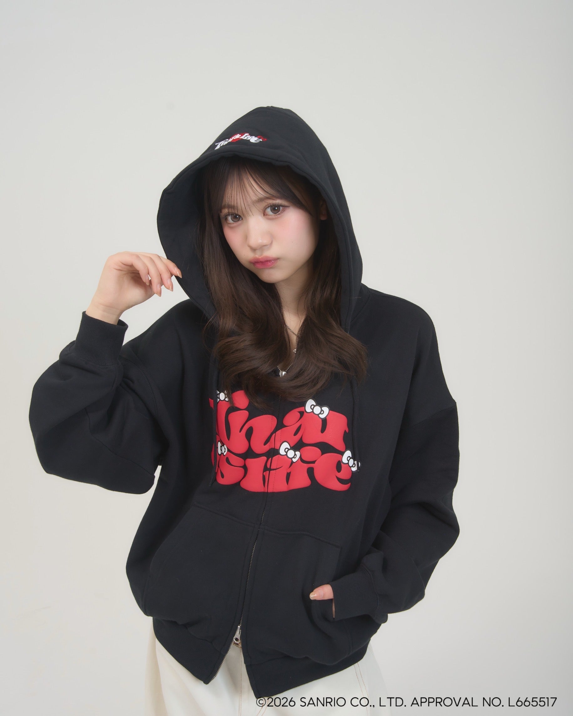 HELLO KITTY × HEAVY WEIGHT 12.0oz FRONT LOGO ZIP HOODIE – That's