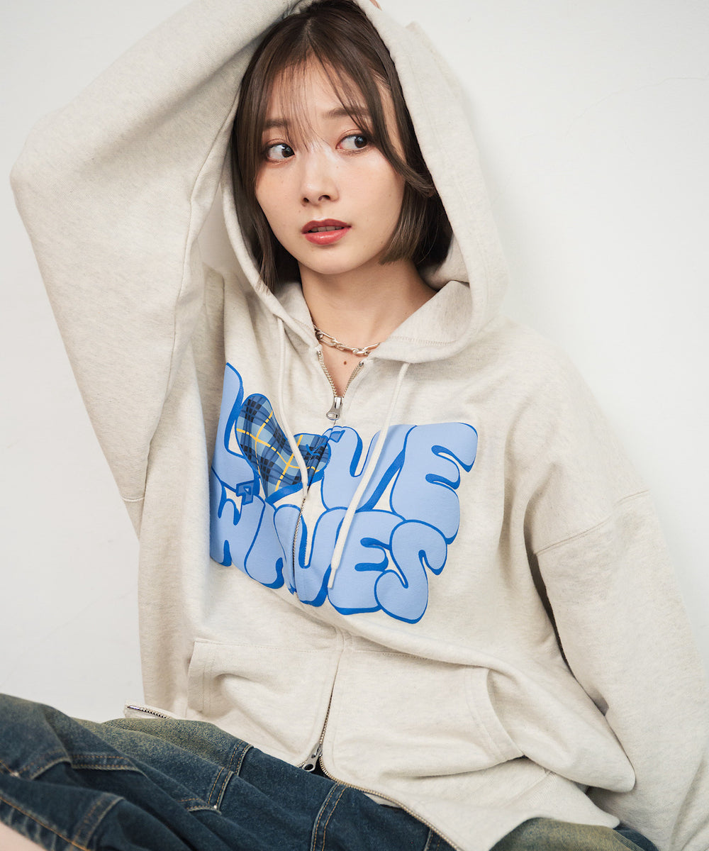 HEAVY WEIGHT 13.0oz "LOVE WAVE" LOGO ZIP HOODIE