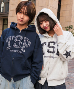 か*の様 ザッツライフ TSF logo Front Checked zip h TSF logo Front Checked zip hoodie – That's life online store