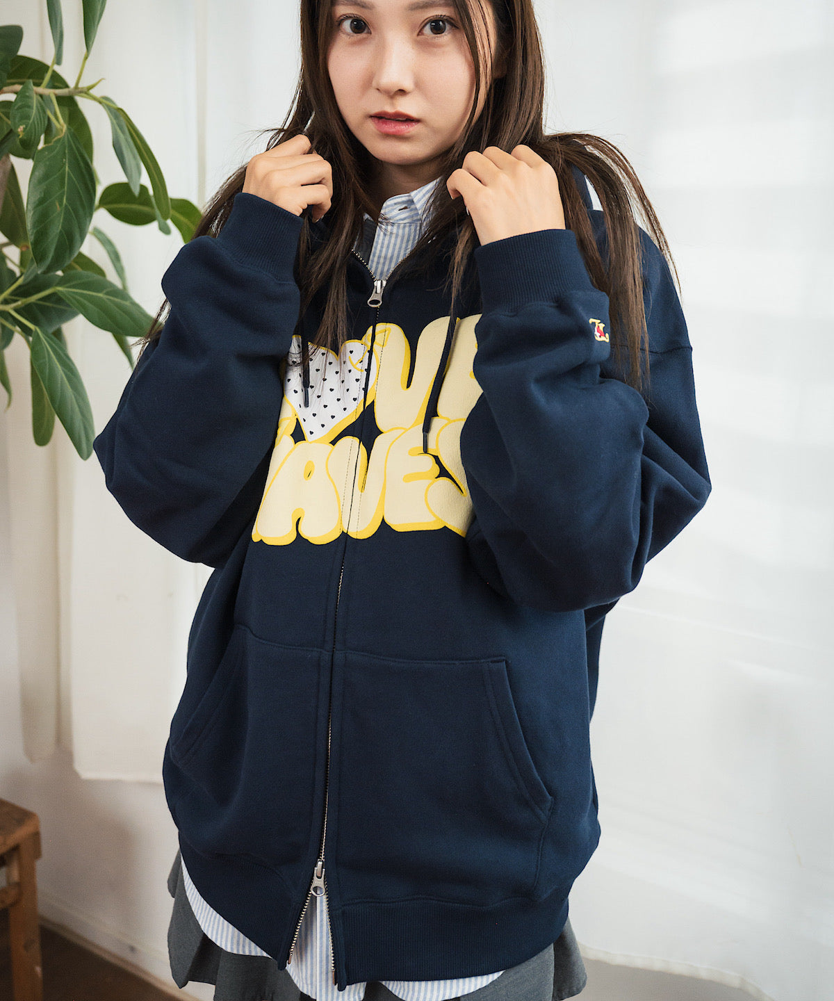HEAVY WEIGHT 13.0oz "LOVE WAVE" LOGO ZIP HOODIE