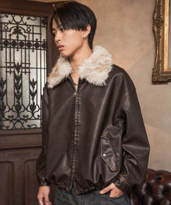 Leather fur Heart logo jacket – That's life online store