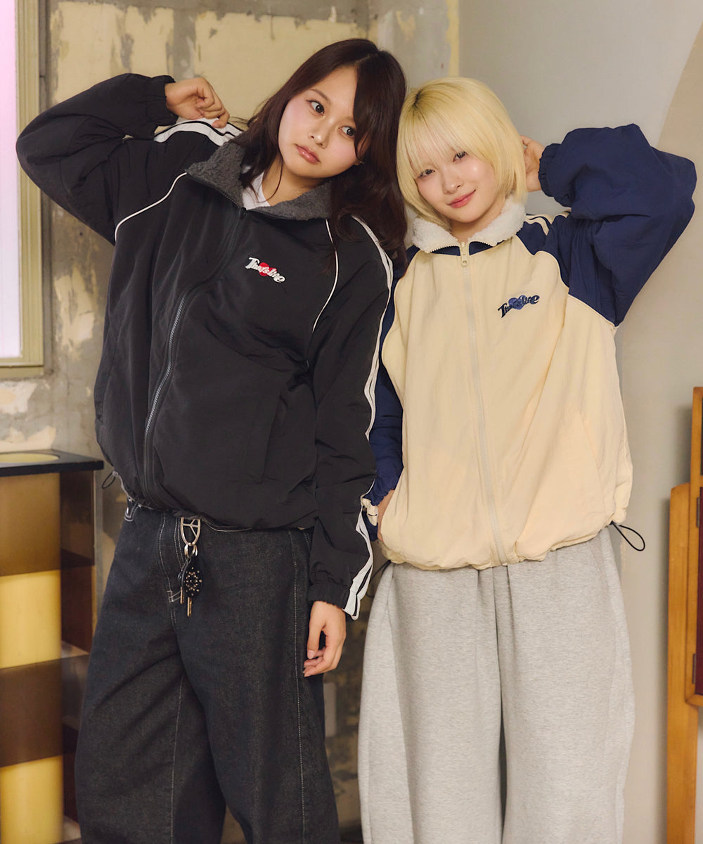 2way Reversible Heart logo Nylon / Boa Jackets