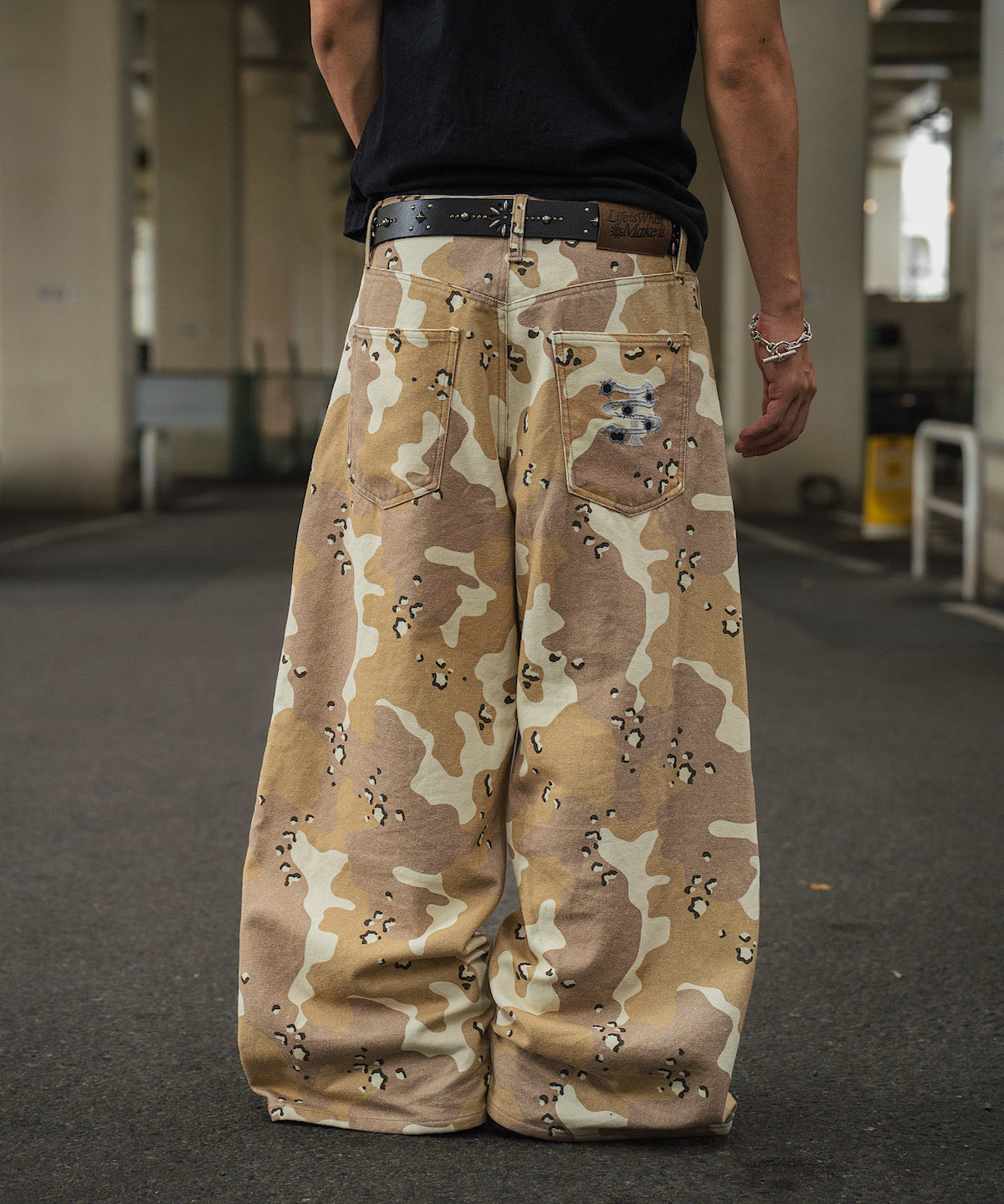 TS logo Rigid Baggy Denim pants