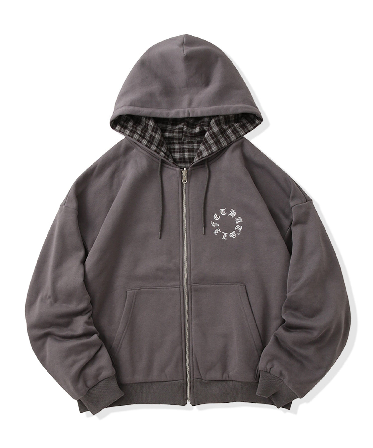 Circle logo Reversible Checked zip hoodie – That