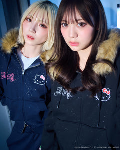 HELLO KITTY × Glitter Embroidery Fur zip hoodie – That's life