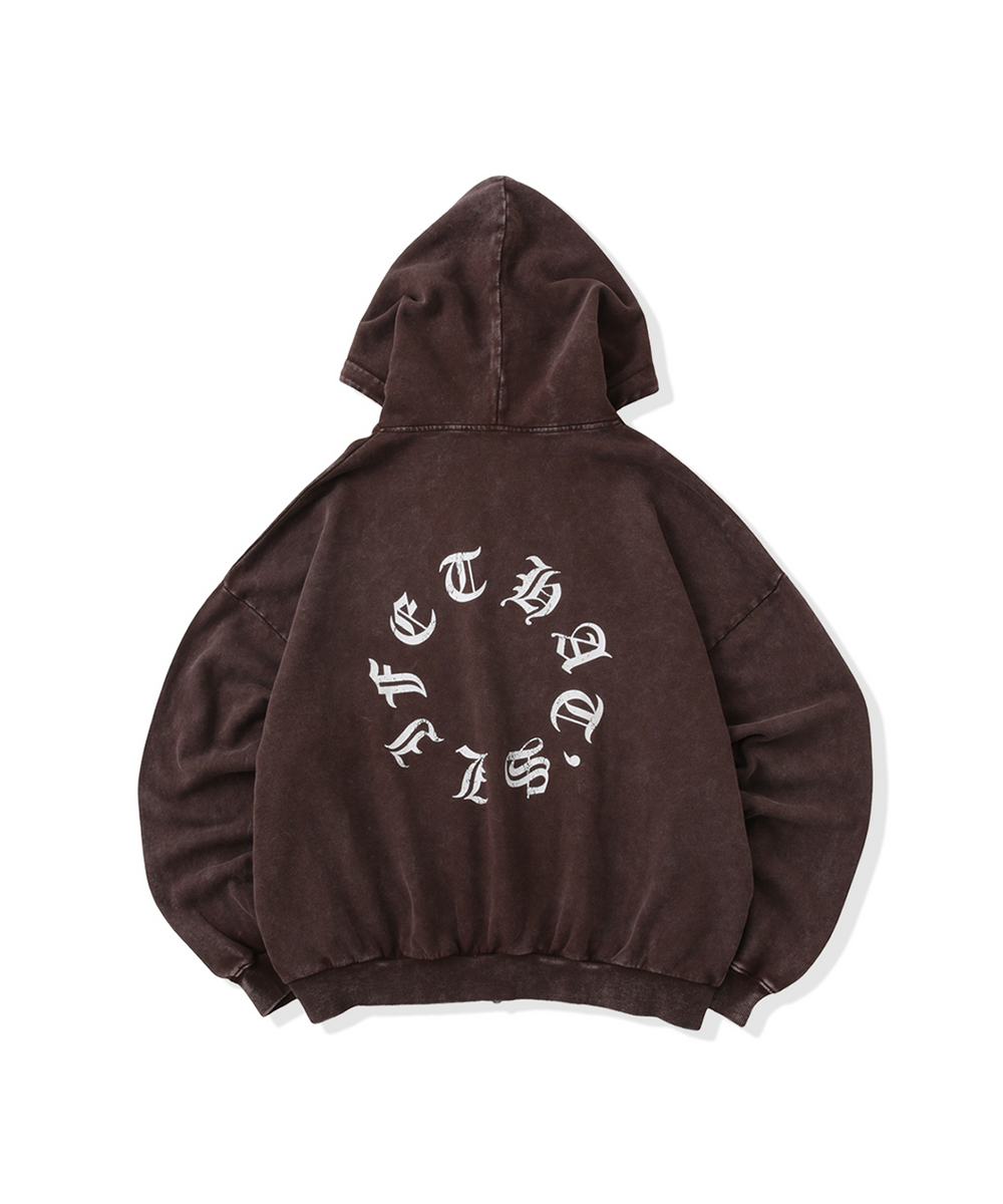 Vintage styles Circle logo zip hoodie