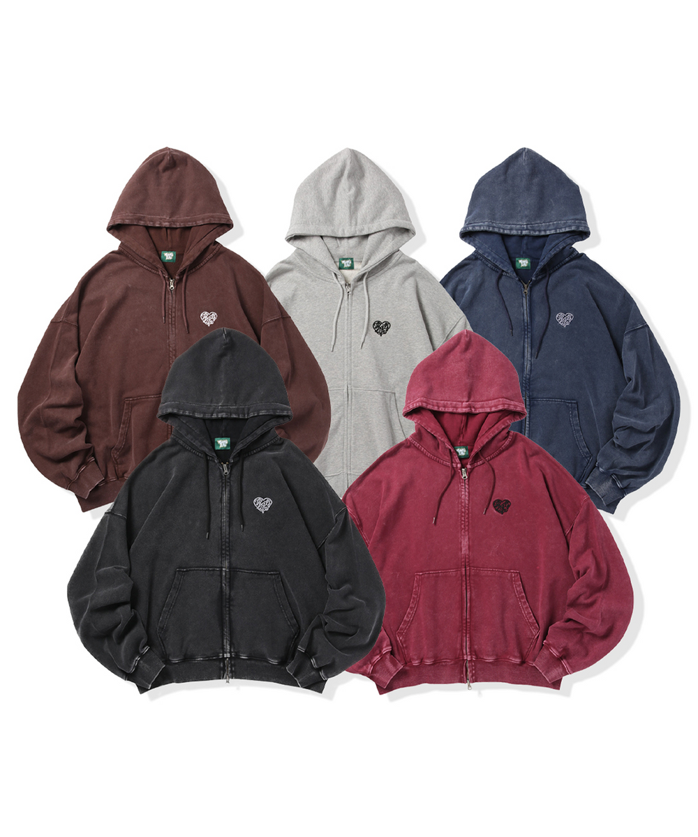Vintage styles Heart logo zip hoodie