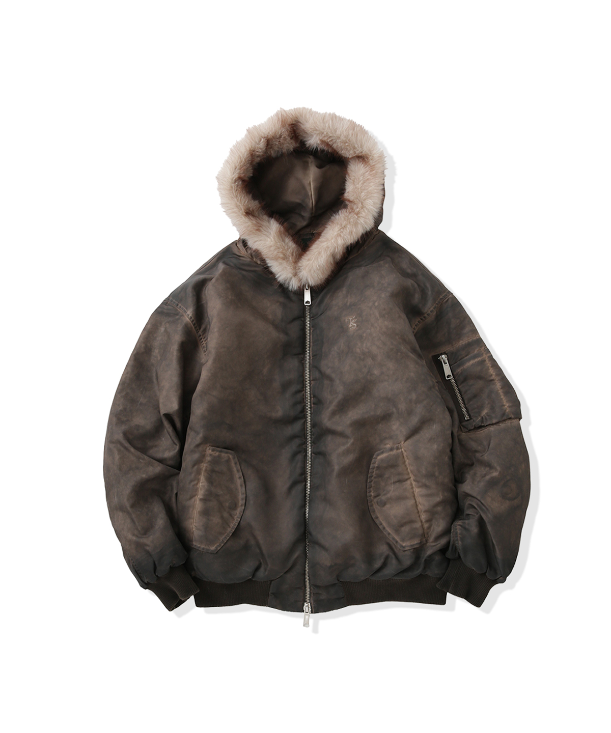 Lサイズ　faux fur jacket タグ付き Vintage styles TS logo Nylon fur jacket – That's life online store