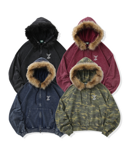 Vintage styles Pearl logo Fur zip hoodie – That's life online store