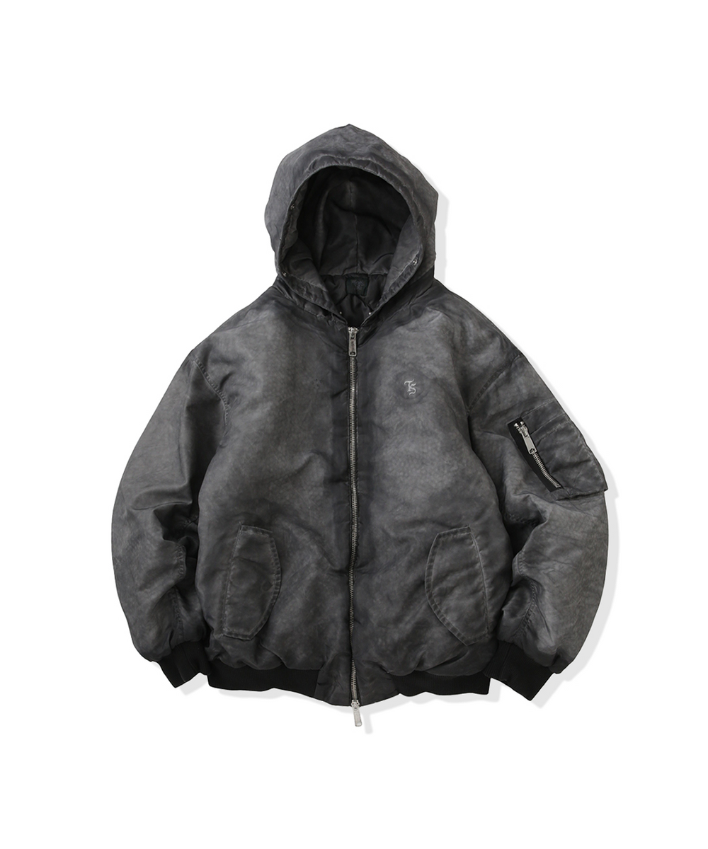 Vintage styles TS logo Nylon fur jacket