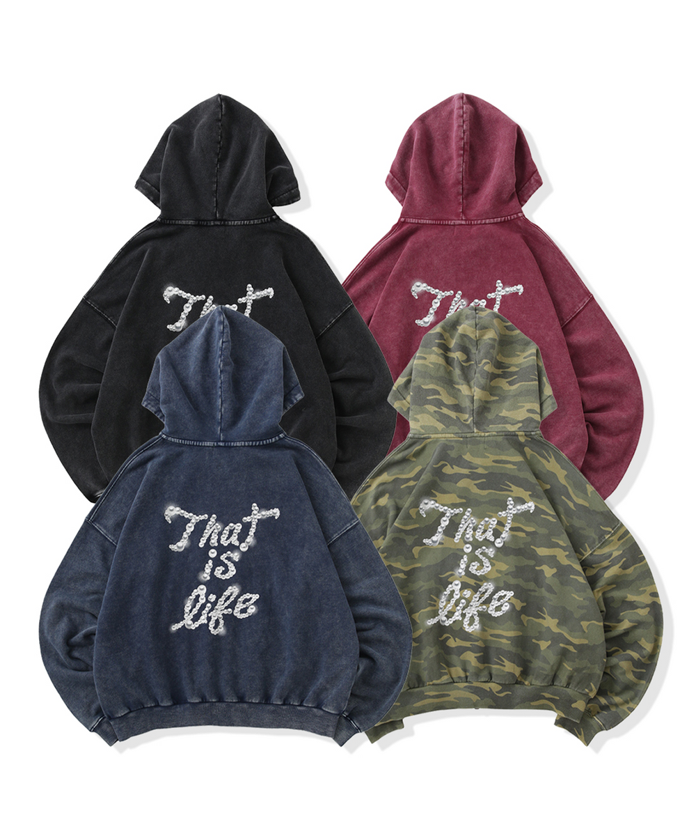 Vintage styles Pearl logo Fur zip hoodie