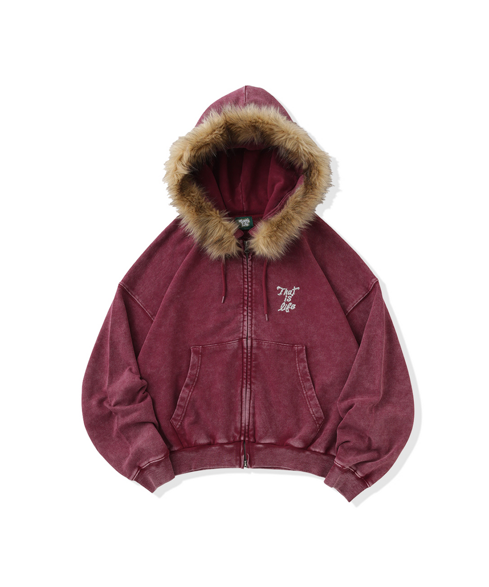 Vintage styles Pearl logo Fur zip hoodie