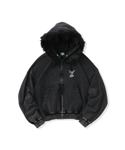 Vintage styles Pearl logo Fur zip hoodie – That's life online store