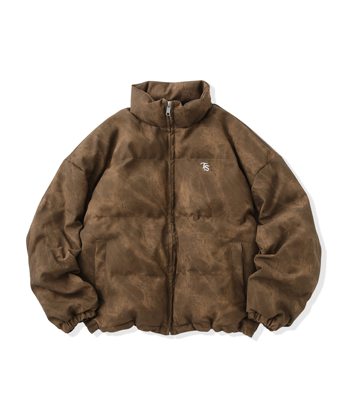 Faux Leather TS logo Washed Puffer Jackets – That's life online store