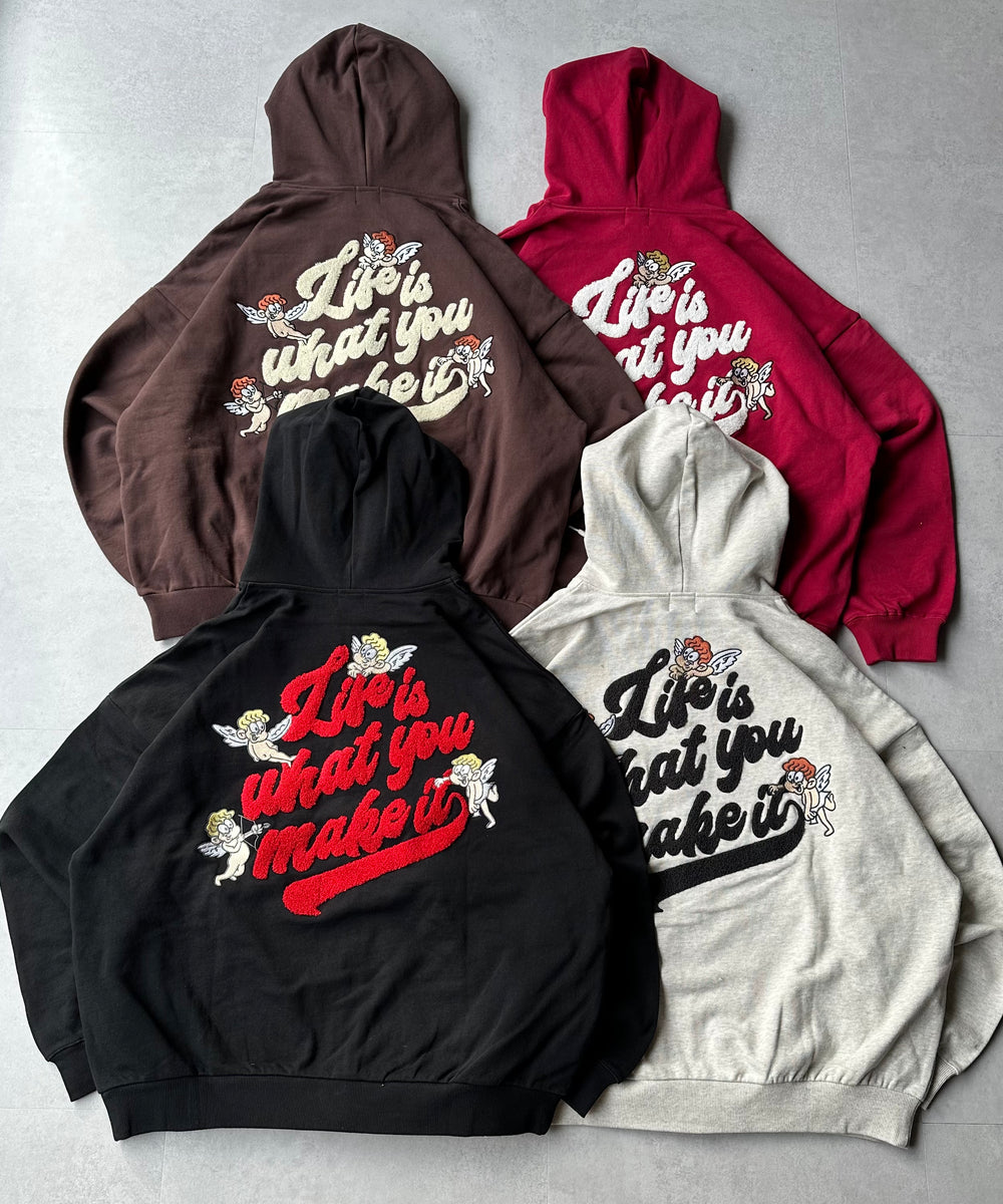 HEAVY WEIGHT 12.0oz ANGEL LOGO ZIP HOODIE free