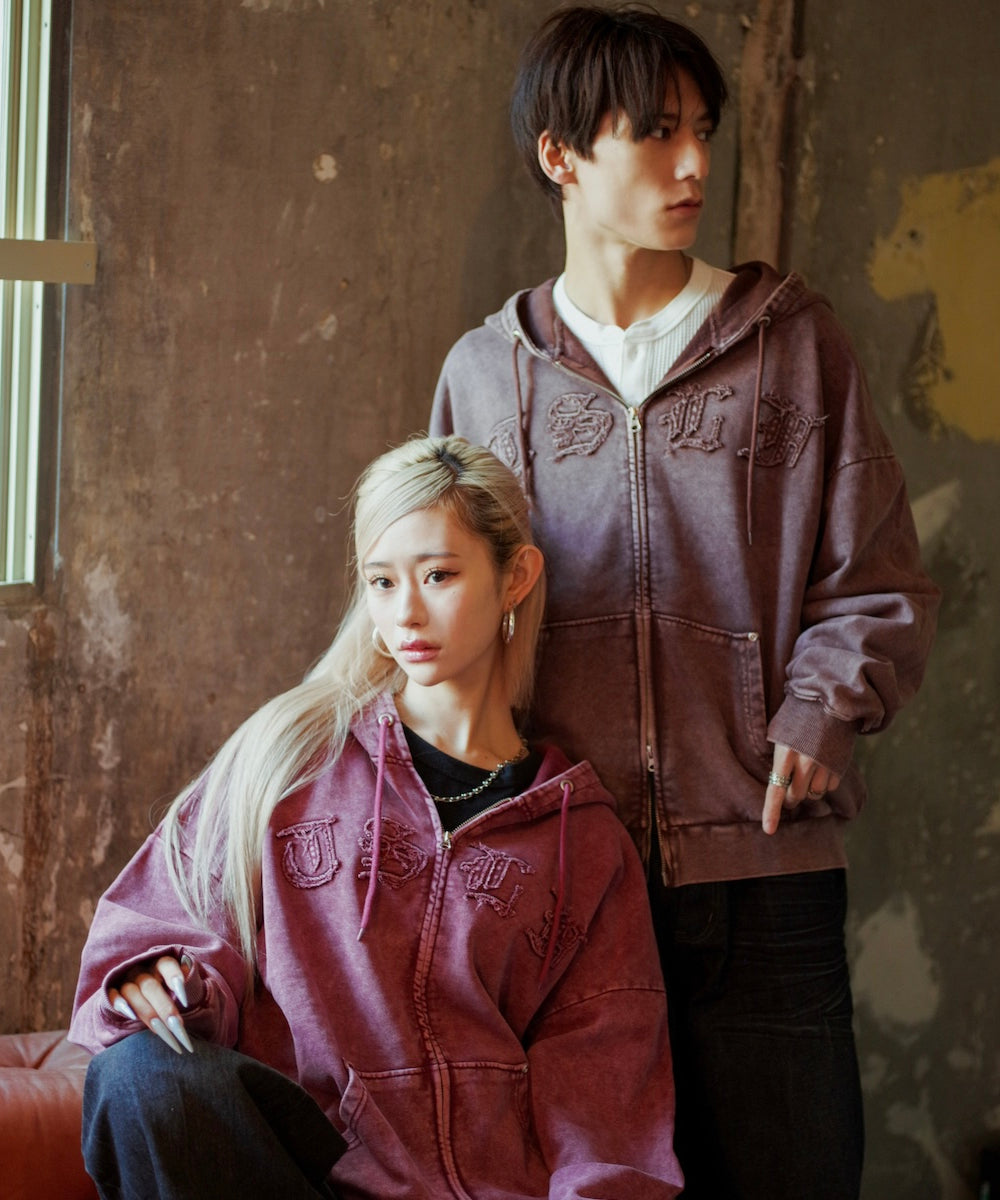 Vintage styles Patch Work Zip Hoodie