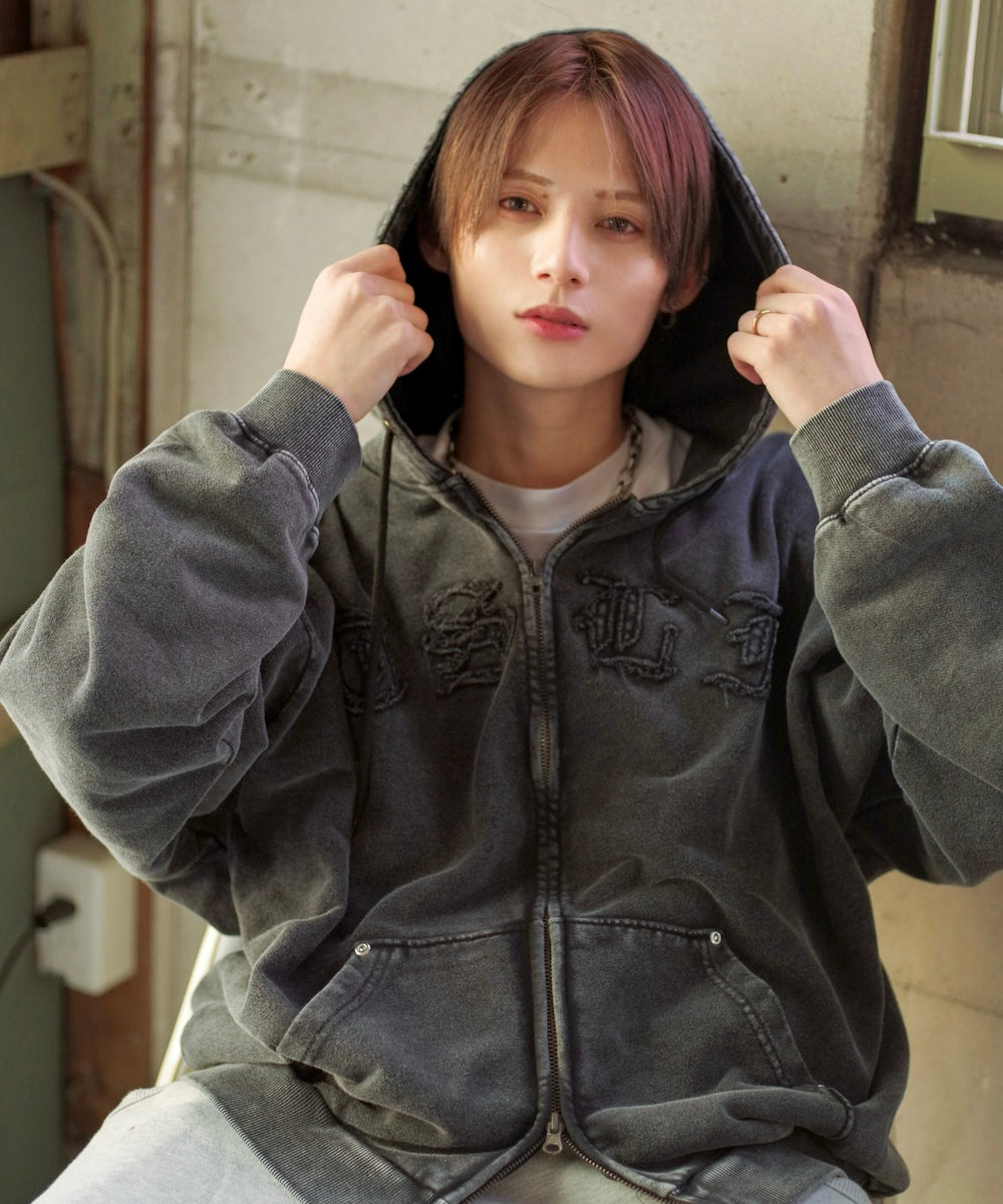 Vintage styles Patch Work Zip Hoodie