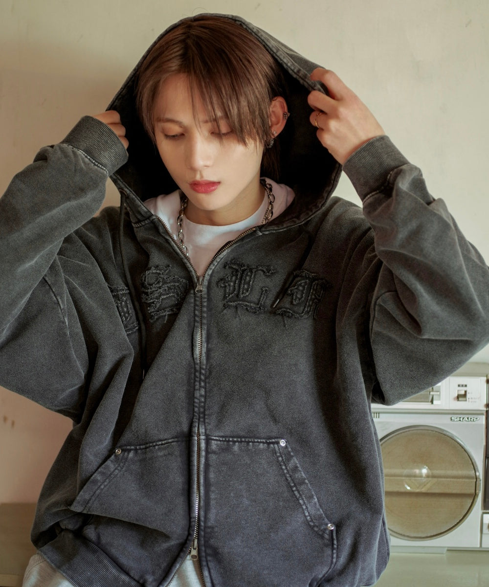 Vintage styles Patch Work Zip Hoodie