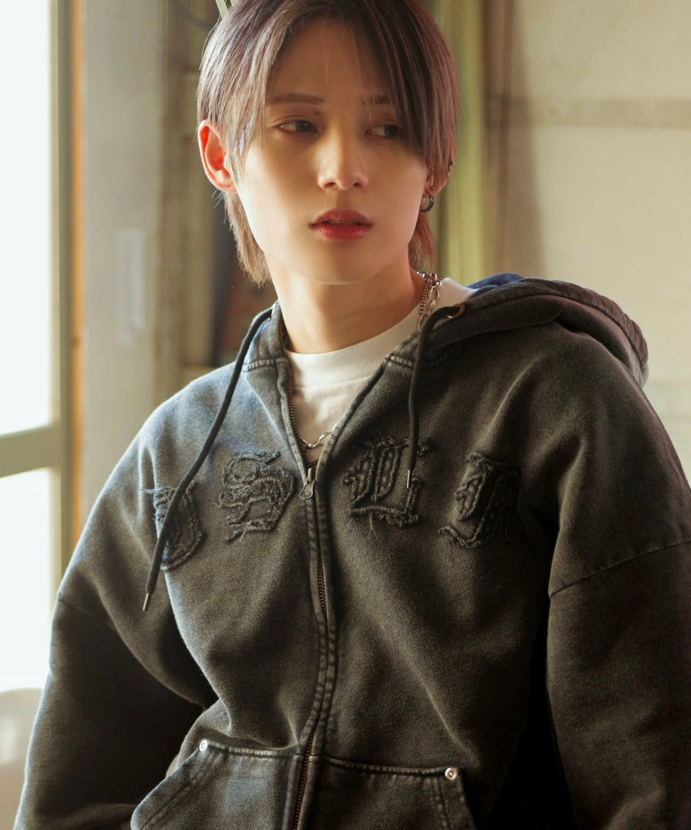 Vintage styles Patch Work Zip Hoodie