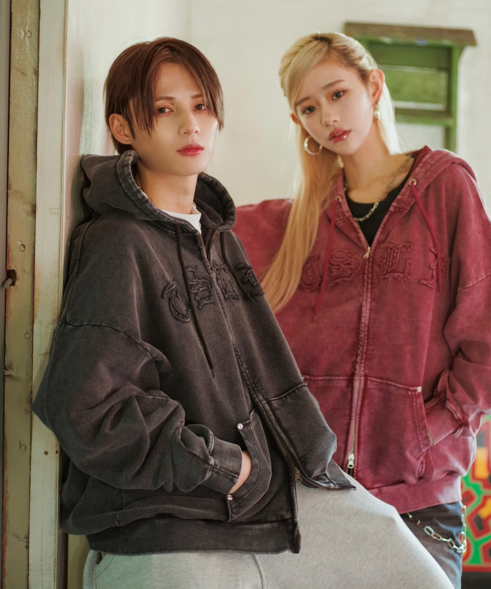 Vintage styles Patch Work Zip Hoodie