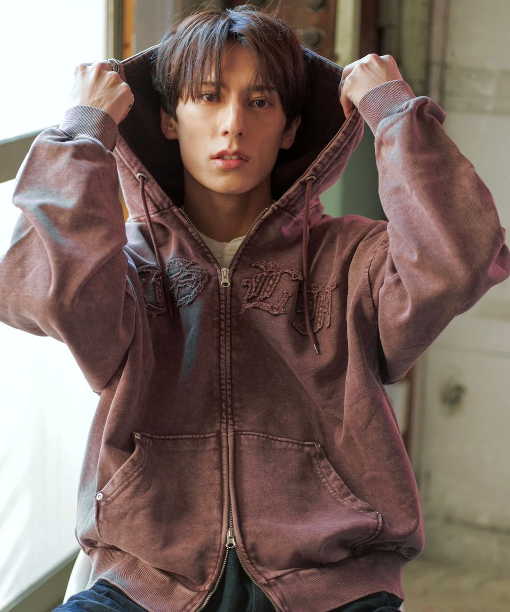Vintage styles Patch Work Zip Hoodie