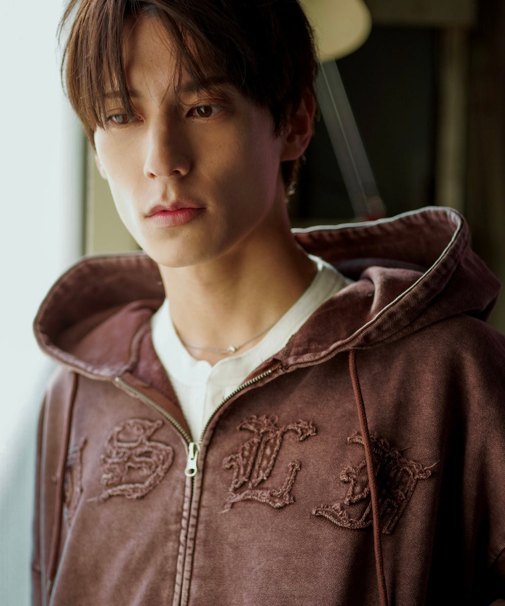 Vintage styles Patch Work Zip Hoodie