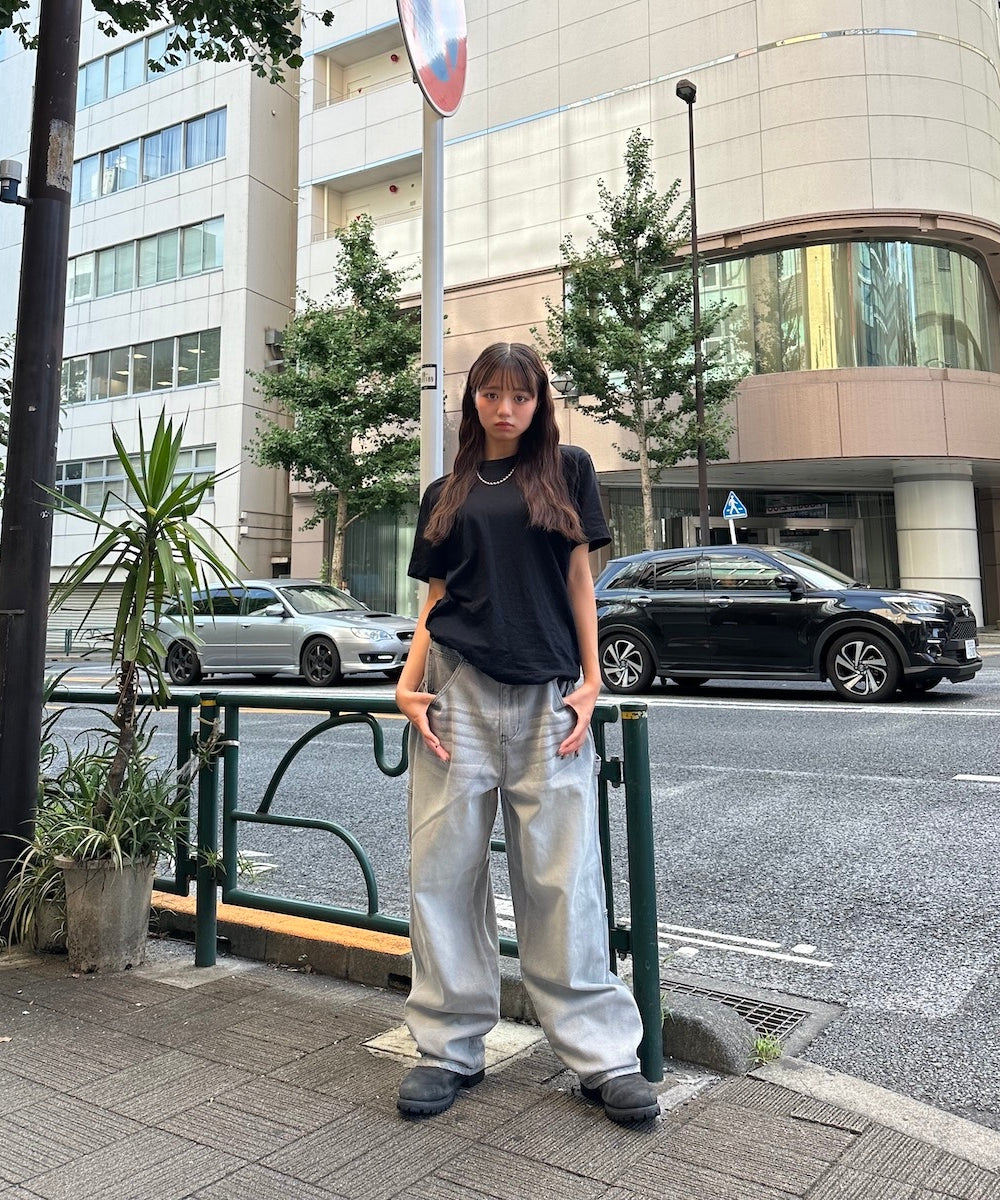 “CAP BOY” logo White Bleach Denim