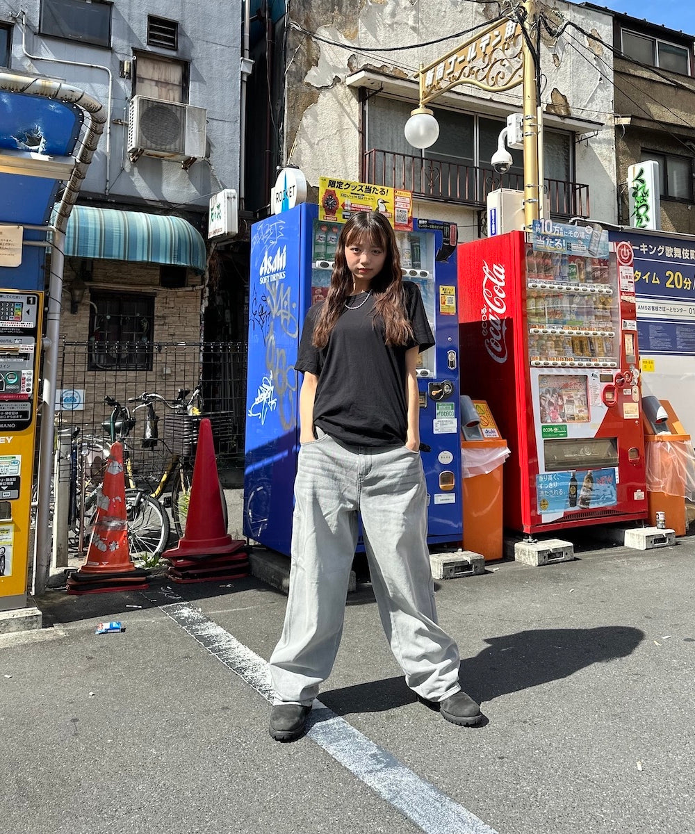 “CAP BOY” logo White Bleach Denim