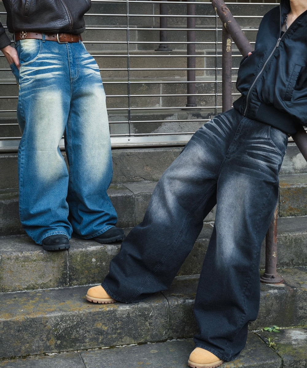 "CAP BOY" logo Baggy denim pants free