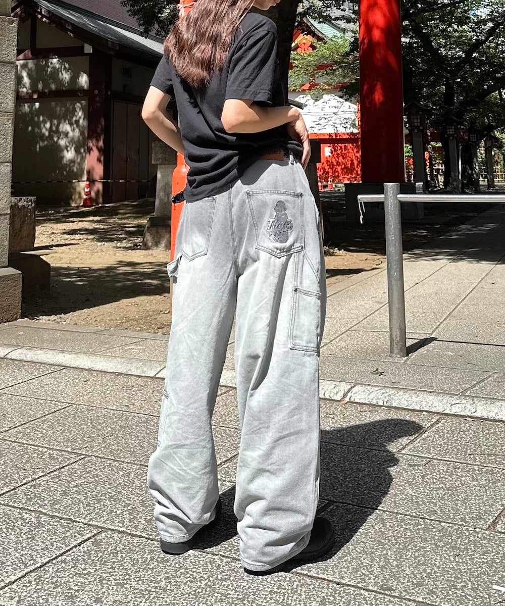 “CAP BOY” logo White Bleach Denim