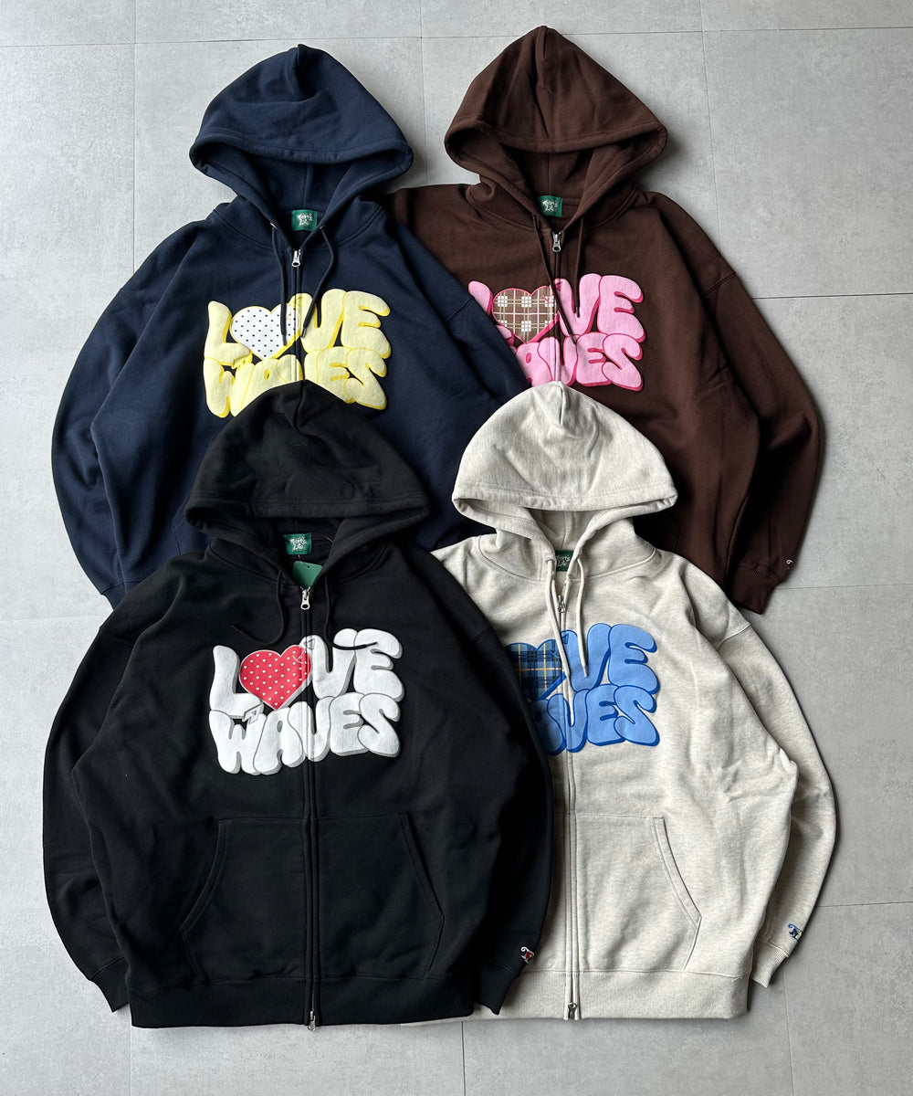 HEAVY WEIGHT 13.0oz "LOVE WAVE" LOGO ZIP HOODIE free
