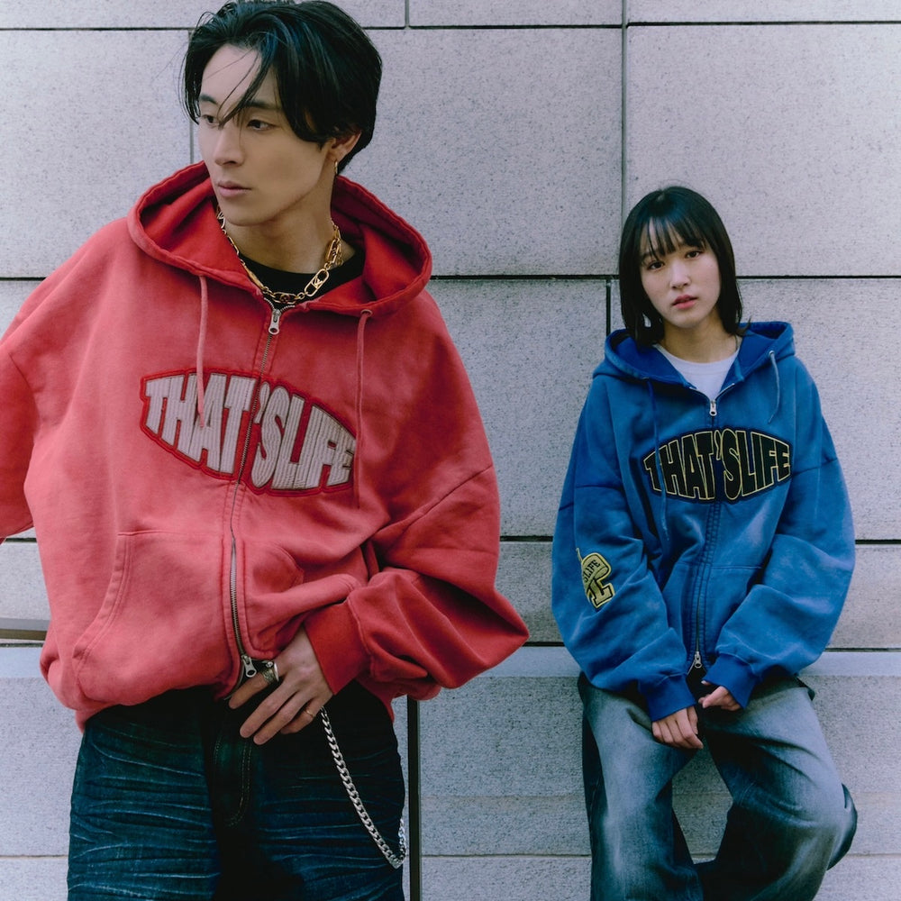 Vintage styles Front logo zip hoodie