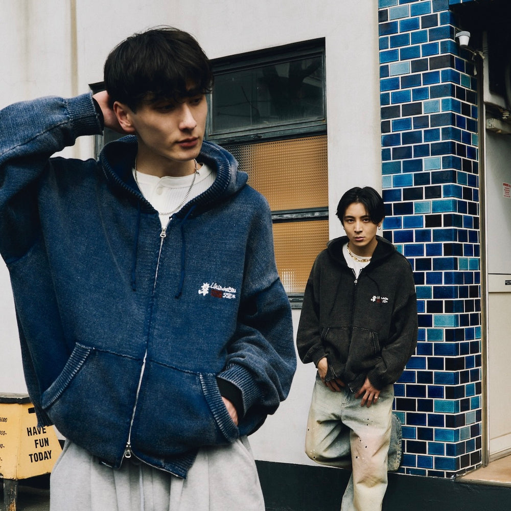 That's life Original logo knit zip hoodie