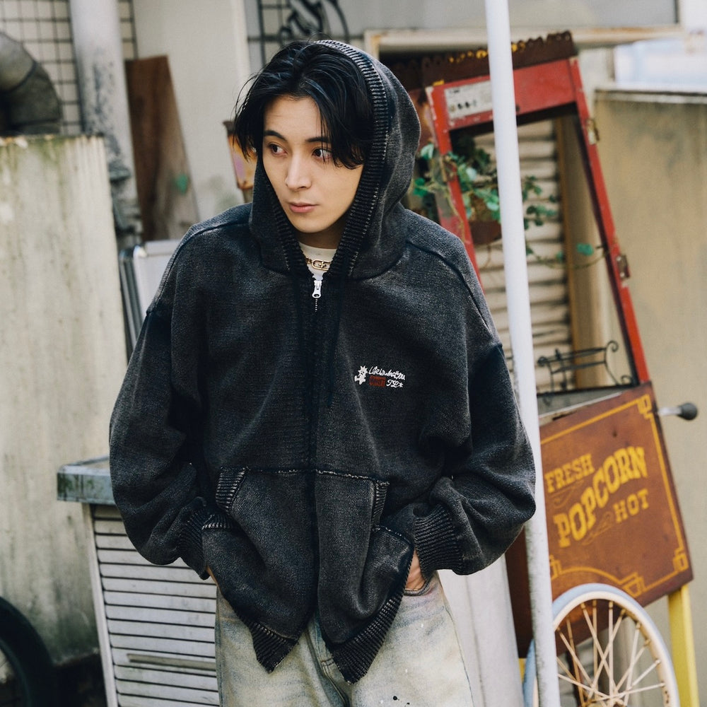 That's life Original logo knit zip hoodie
