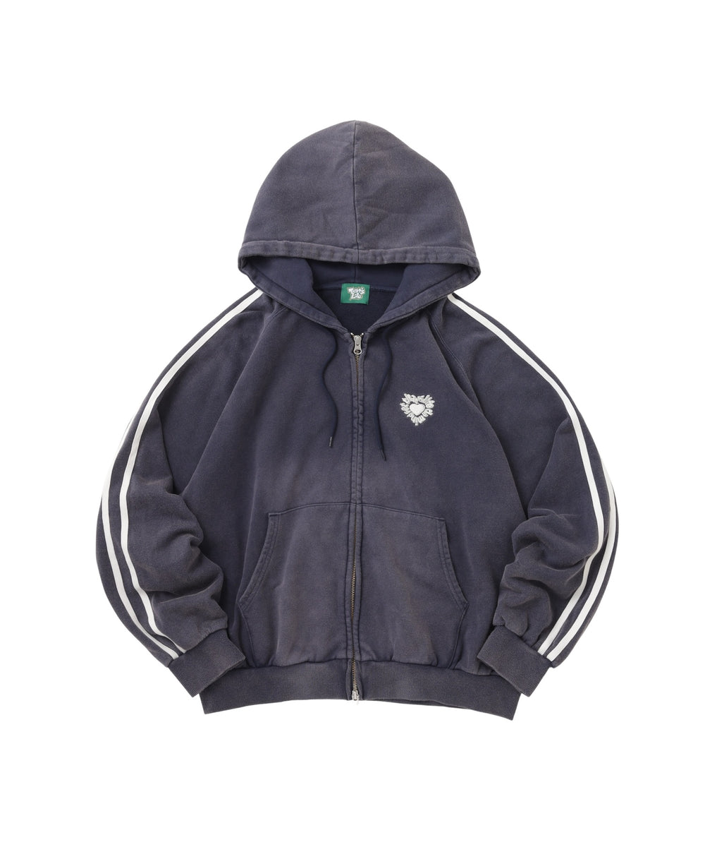 Vintage Style Raglan Stripe Zip Hoodie