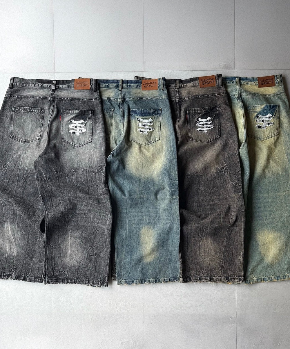 TS logo Baggy Denim pants