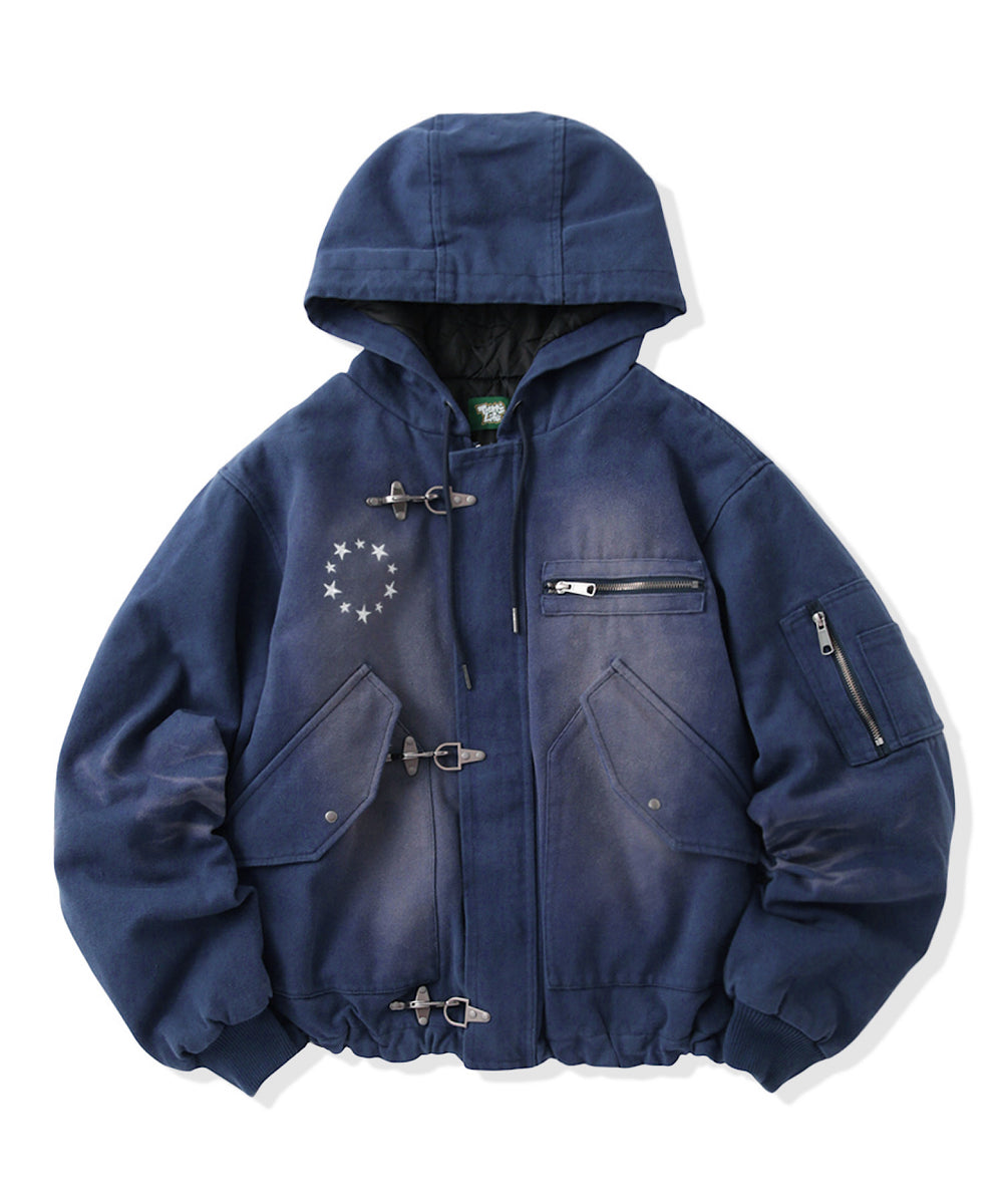 Vintage styles Star logo Duck Hooded Fireman Jacket