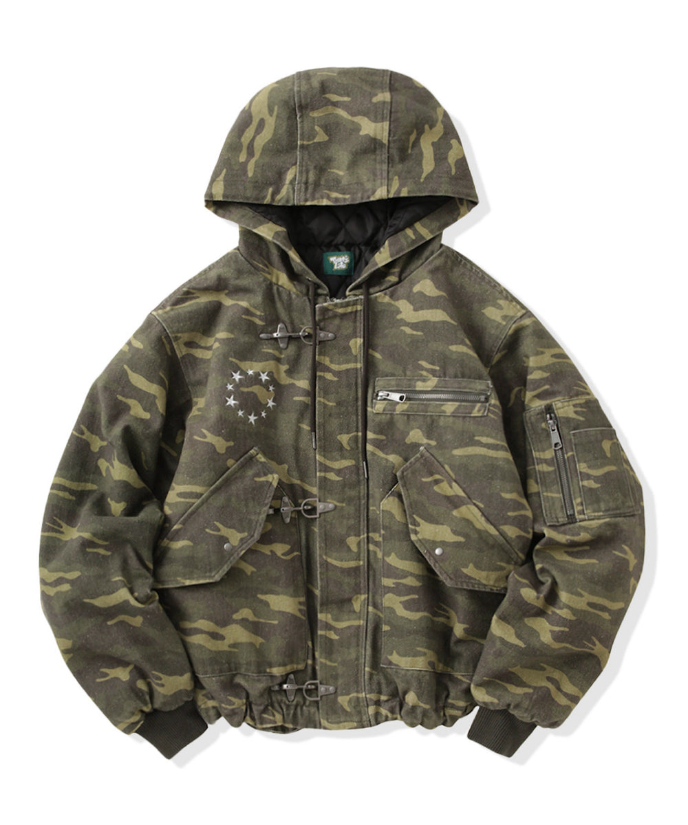 Vintage styles Star logo Duck Hooded Fireman Jacket