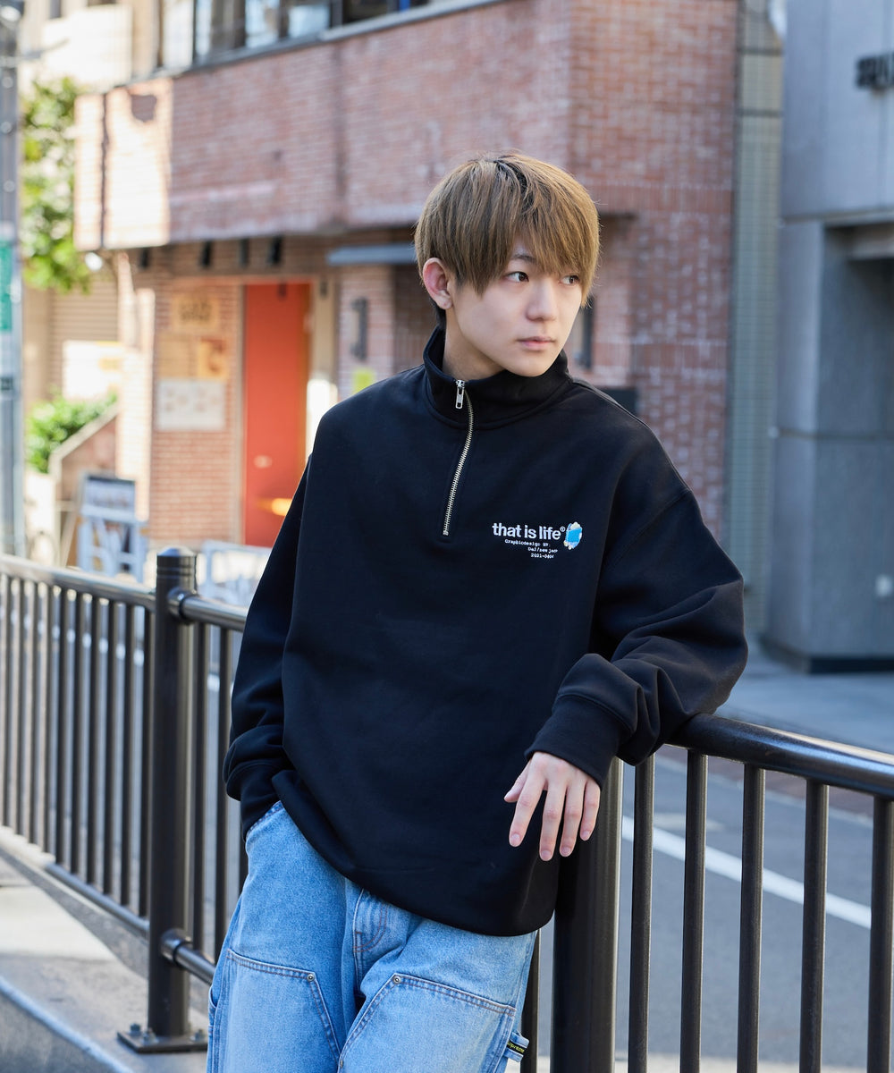 HEAVY WEIGHT “CHILDREN” LOGO HALF ZIP SWEAT 