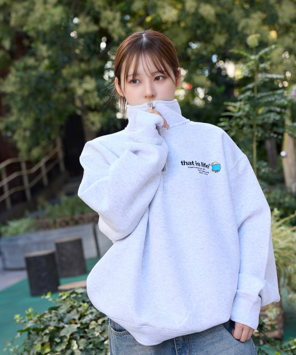 HEAVY WEIGHT “CHILDREN” LOGO HALF ZIP SWEAT 