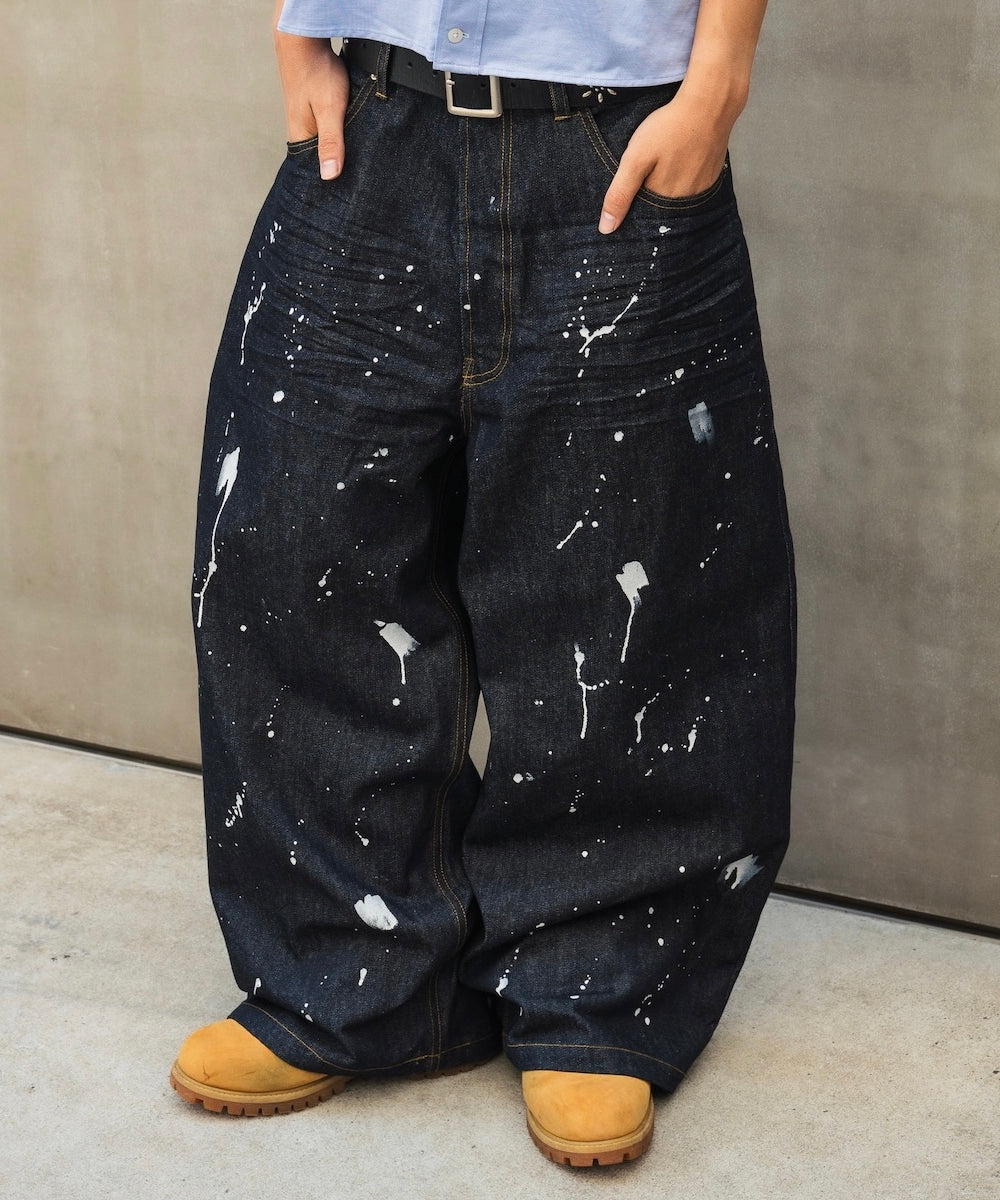 TS logo Rigid Baggy Paint Denim pants