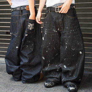 TS logo Rigid Baggy Paint Denim pants