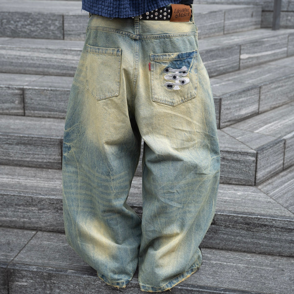 TS logo Baggy Denim pants