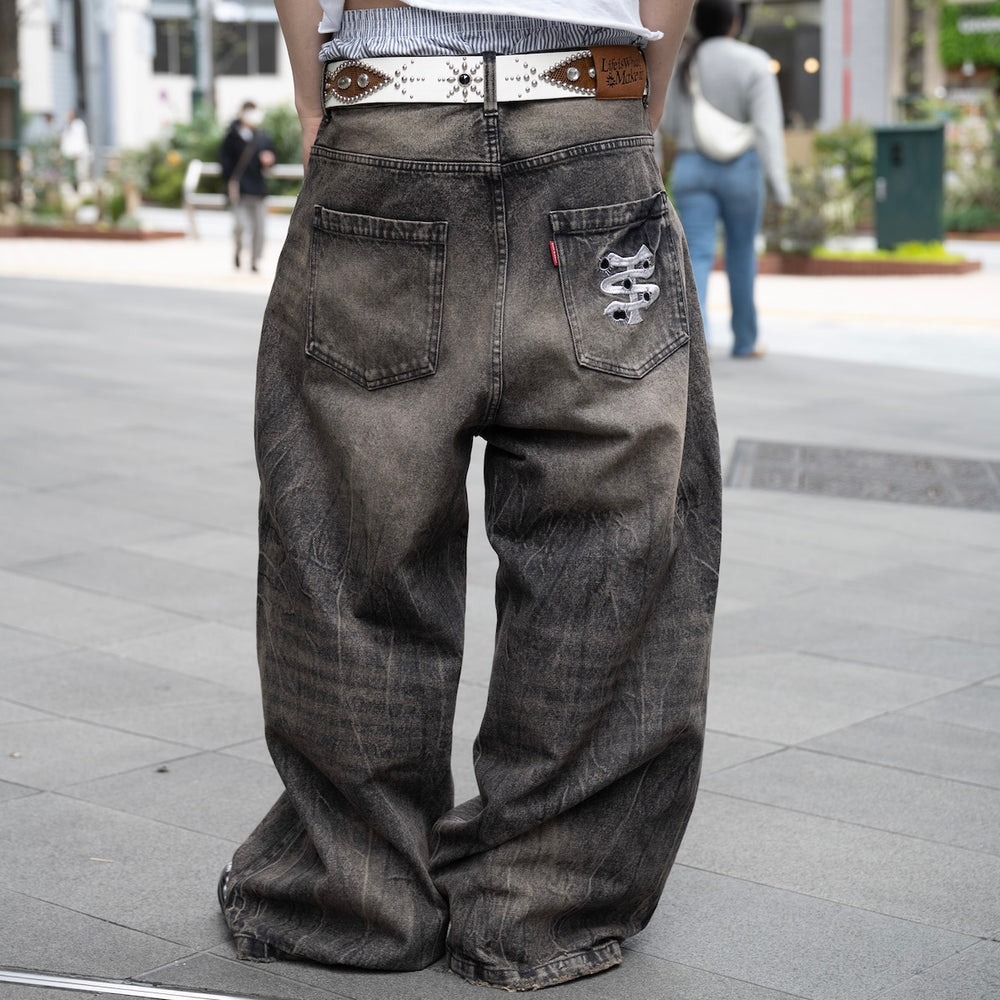 TS logo Baggy Denim pants