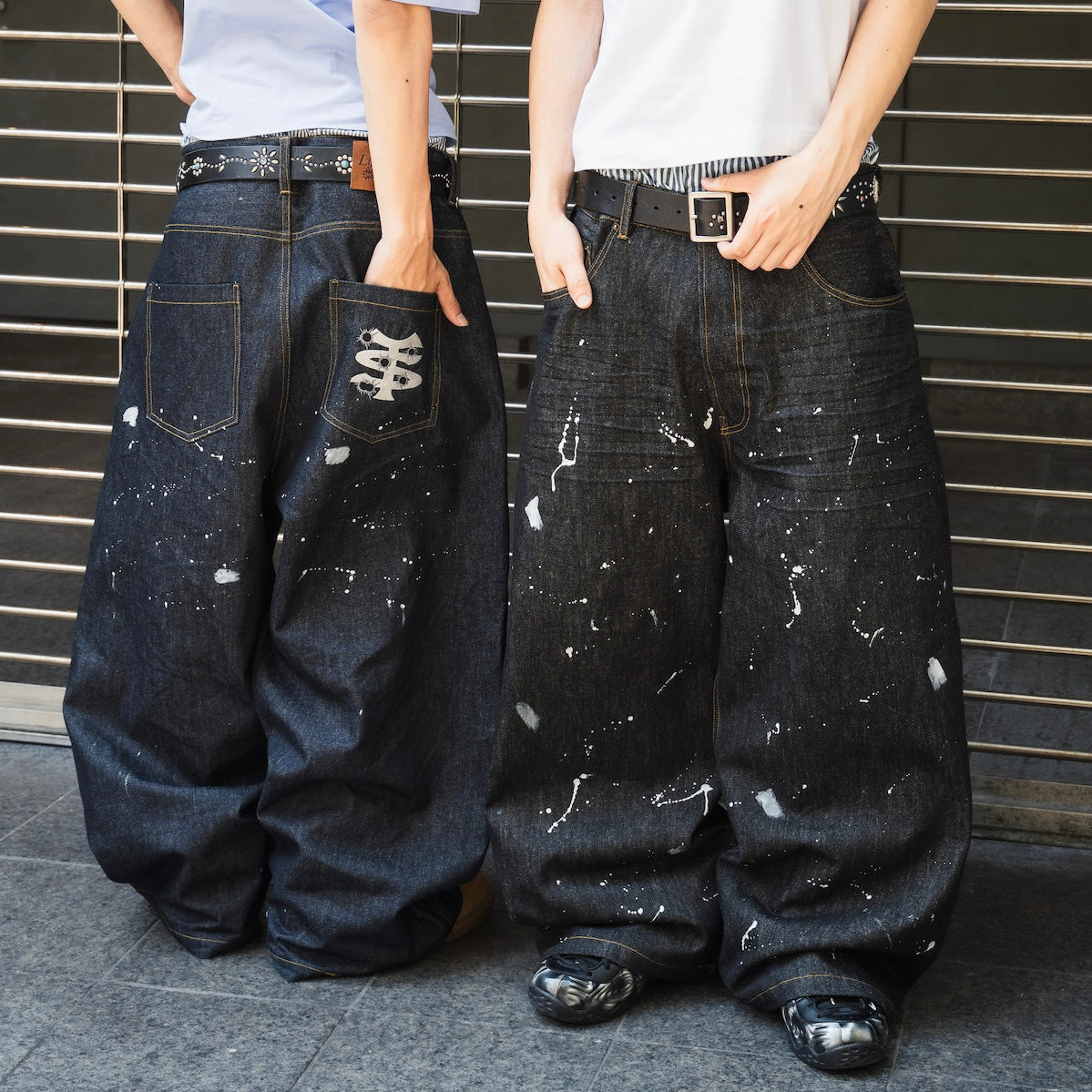 TS logo Rigid Baggy Paint Denim pants